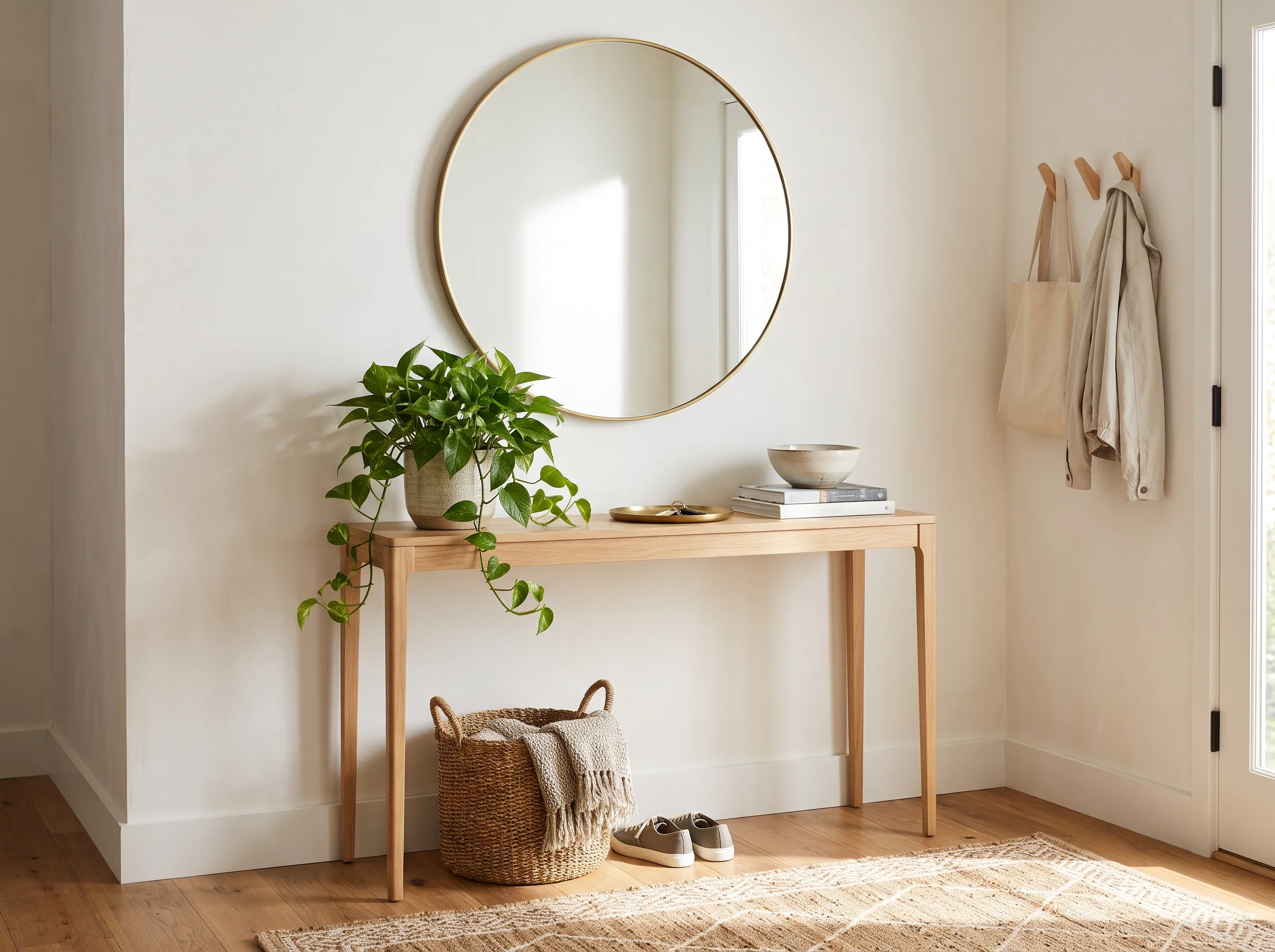 Welcoming entryway with console table and mirror